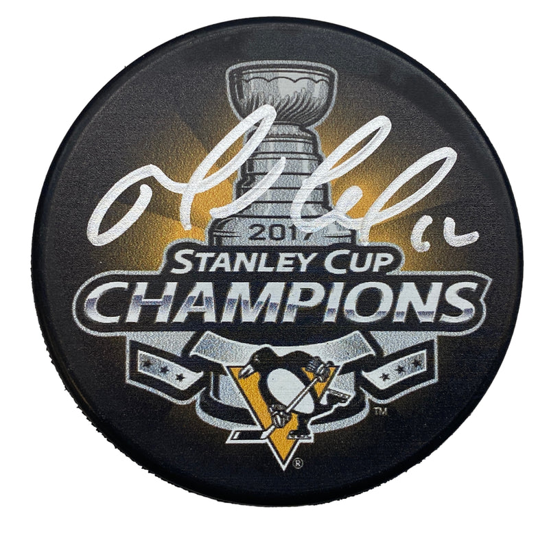 Mario Lemieux Signed Pittsburgh Penguins 2017 Stanley Cup Champions Hockey Puck