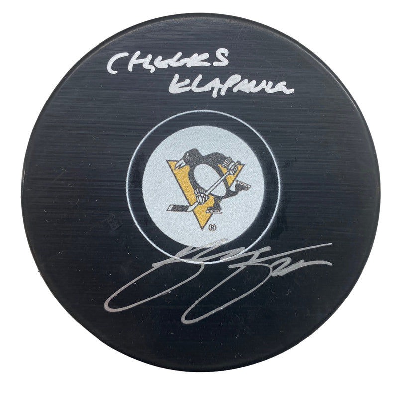Kasperi Kapanen Signed, Inscribed "Cheeks Klapanen" Pittsburgh Penguins Hockey Puck