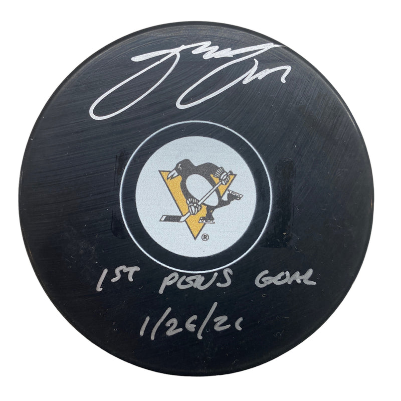 Kasperi Kapanen Signed, Inscribed "1st Pens Goal 1/26/21" Pittsburgh Penguins Hockey Puck