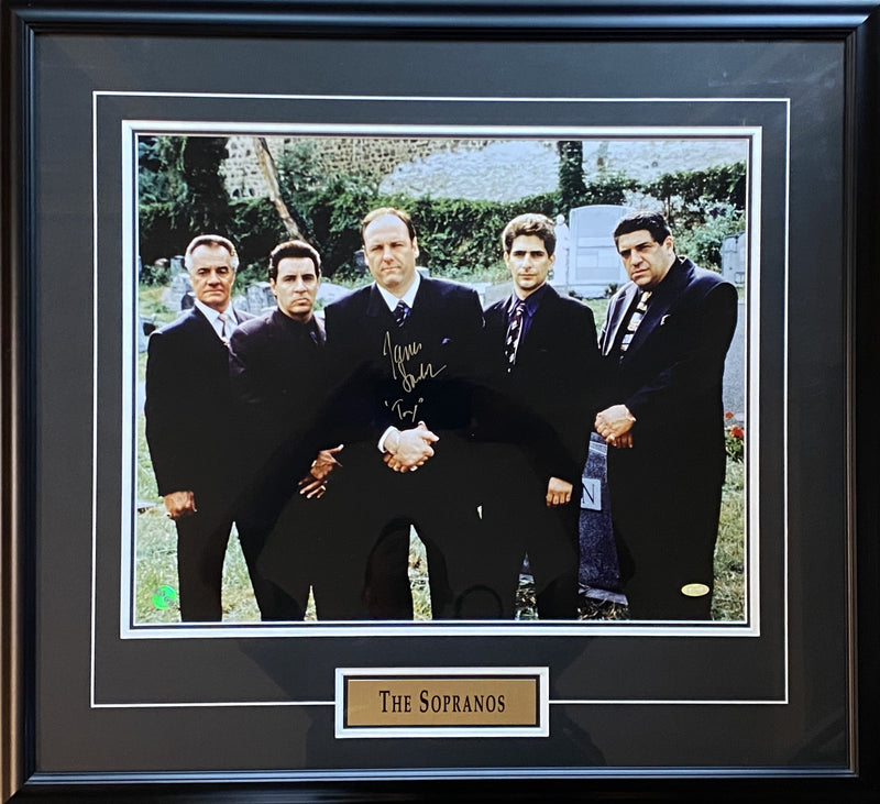 Sopranos James Gandolfini Signed, Inscribed "Tony" Graveyard 16x20 Photo Framed