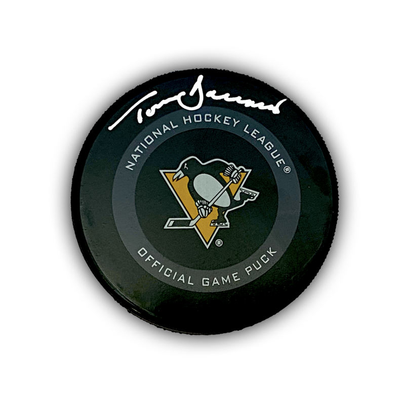 Tom Barrasso Signed Pittsburgh Penguins Game Model Hockey Puck