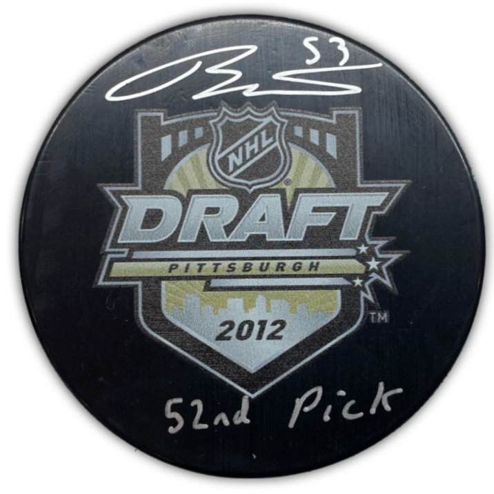 Teddy Blueger Signed, Inscribed "52nd Pick" 2012 NHL Draft Hockey Puck