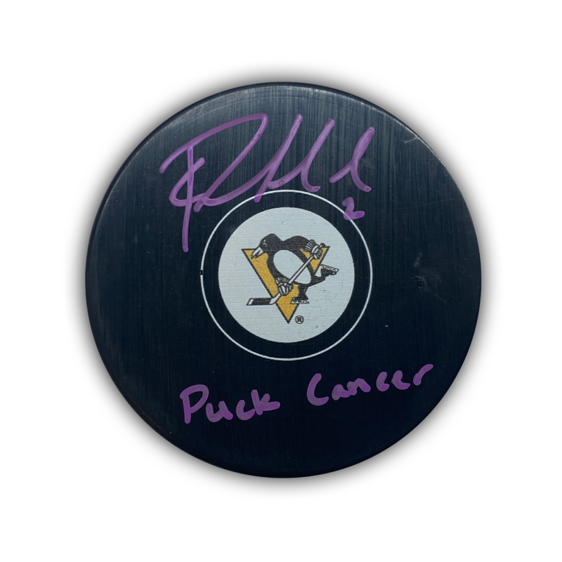 Chad Ruhwedel Signed, Inscribed "Puck Cancer" Pittsburgh Penguins Hockey Puck