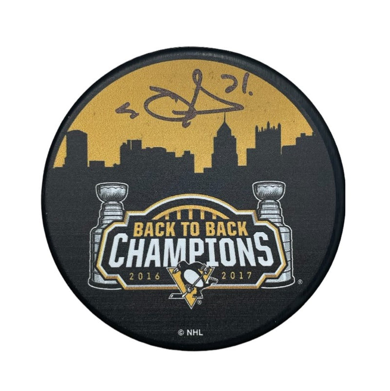 Evgeni Malkin Signed Pittsburgh Penguins Back to Back Stanley Cup Champions Hockey Puck