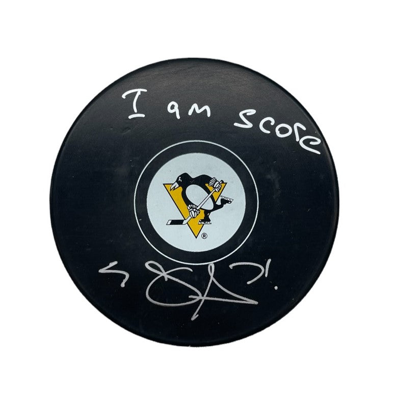 Evgeni Malkin Signed, Inscribed "I Am Score" Pittsburgh Penguins Hockey Puck