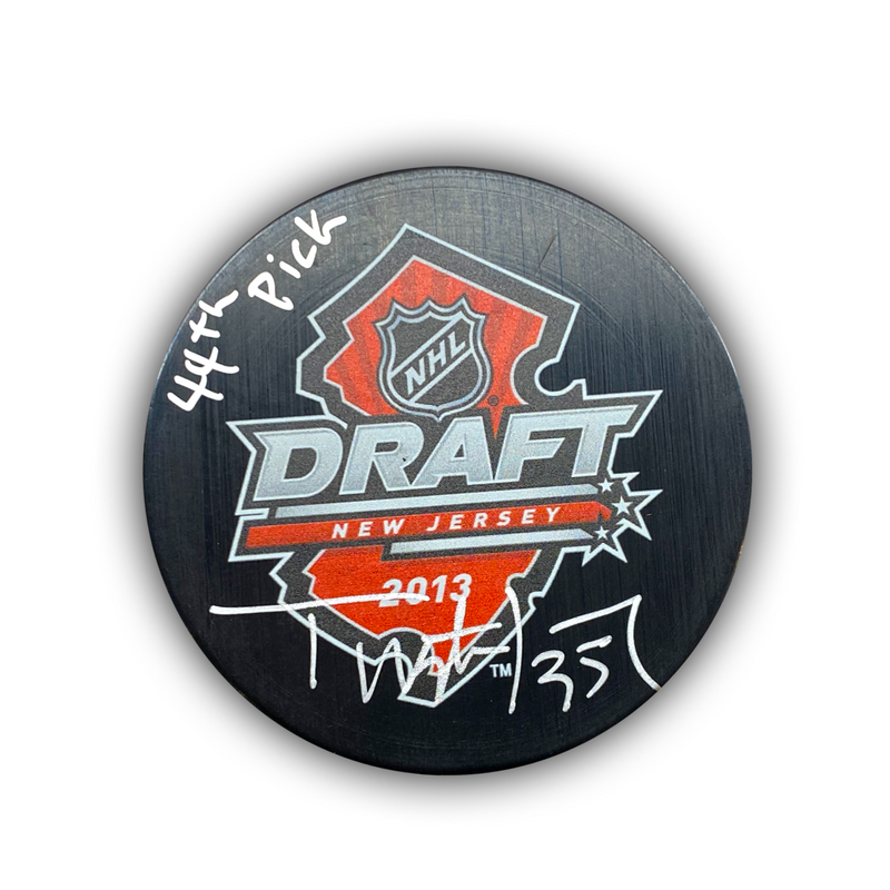 Tristan Jarry Signed, Inscribed "44th Pick" 2013 NHL Draft Hockey Puck