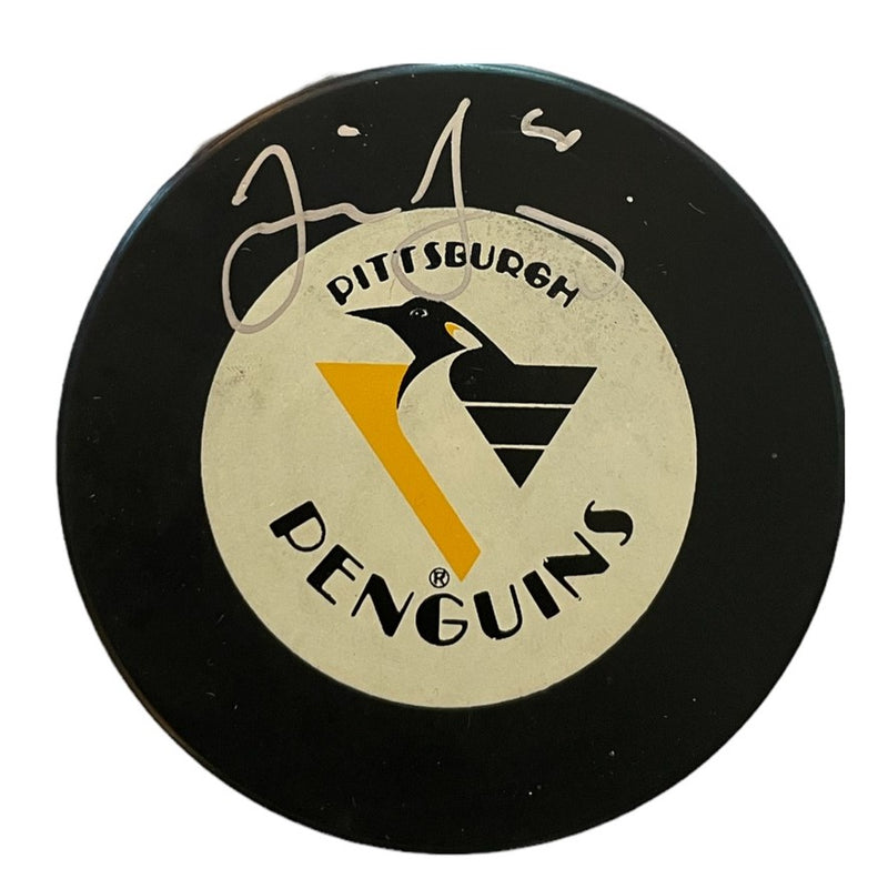 Jaromir Jagr Signed Pittsburgh Penguins Vintage 1990s Trench MFG Hockey Puck