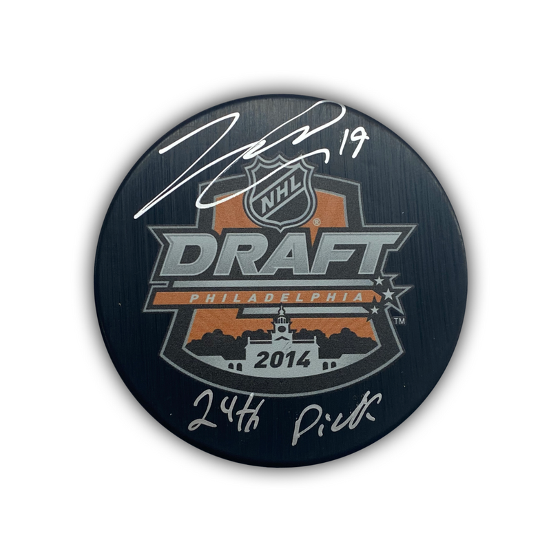 Jared McCann Signed, Inscribed "24th Pick" 2014 NHL Draft Hockey Puck