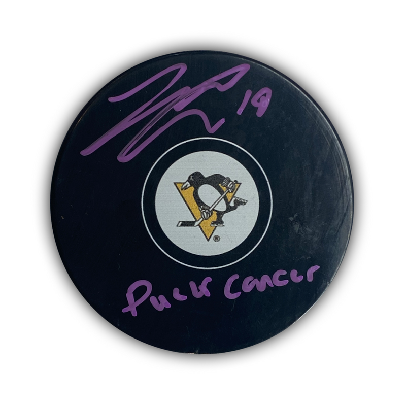 Jared McCann Signed, Inscribed "Puck Cancer" Pittsburgh Penguins Hockey Puck