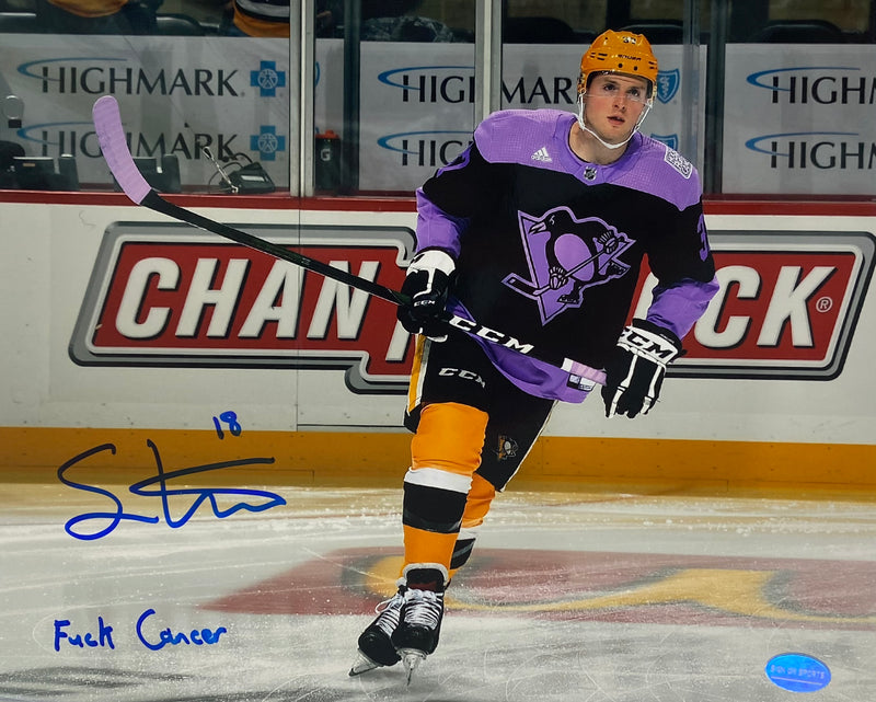 Sam Lafferty Signed, Inscribed "F*ck Cancer" Pittsburgh Penguins 8x10 Photo