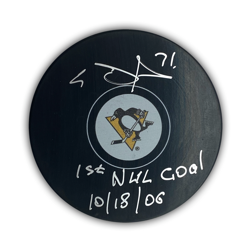 Evgeni Malkin Signed, Inscribed "1st NHL Goal 10/18/06" Pittsburgh Penguins Hockey Puck