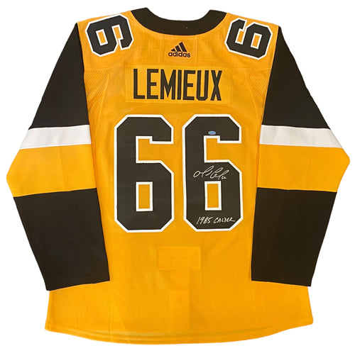 Mario Lemieux Pittsburgh Penguins Pro Starter Jersey Fight Strap Signed COA  56