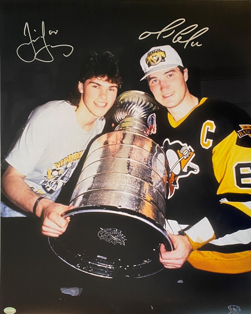 Mario Lemieux & Jaromir Jagr Signed 1992 Stanley Cup 16x20 Photo