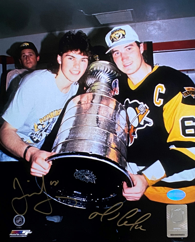 Mario Lemieux & Jaromir Jagr Signed 1992 Stanley Cup 8x10 Photo