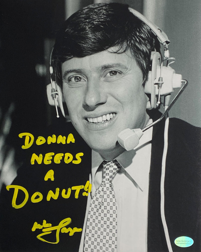 Mike Lange Signed, Inscribed "Donna Needs A Donut!!" Pittsburgh Penguins 8x10 Photo