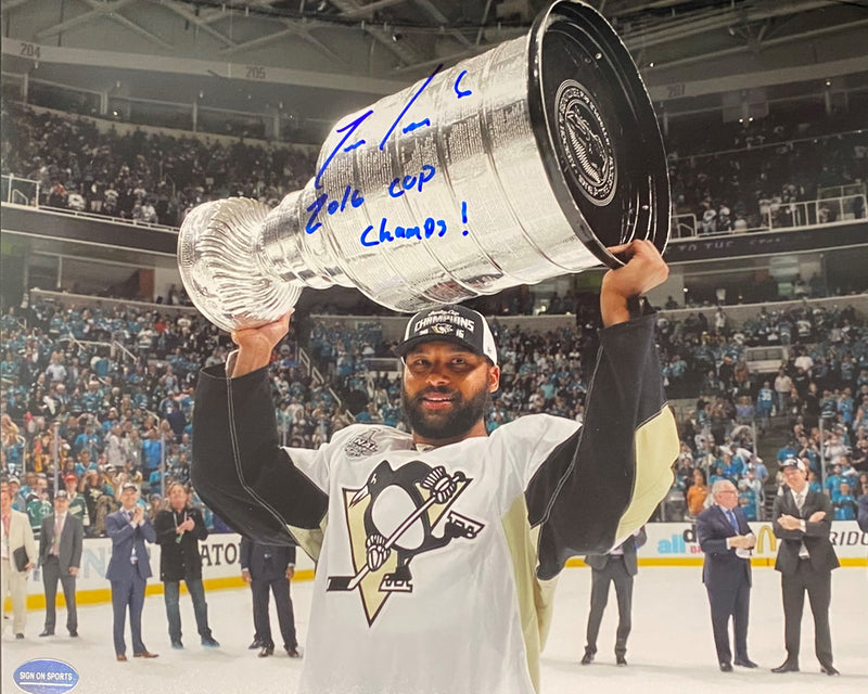 Trevor Daley Signed, Inscribed "2016 Cup Champs!" Pittsburgh Penguins 8x10 Photo